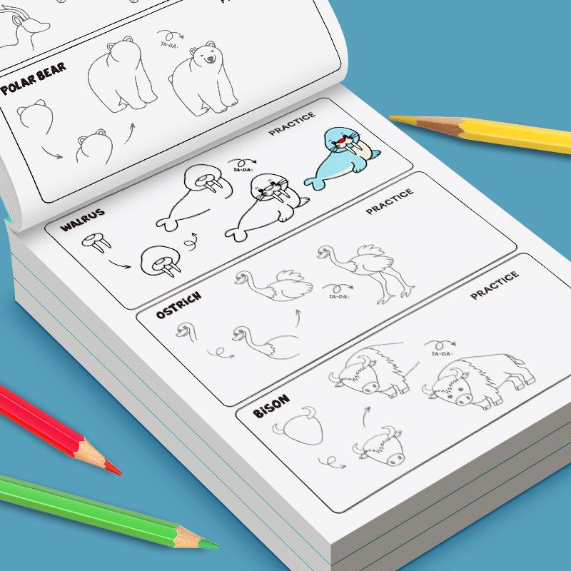 Guida per principianti: Libro da colorare e disegnare doodle passo dopo passo per bambini