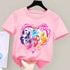 My Little Pony T-shirt for Children Cartoon Partern Tee Top New Boys Girls Round Collar Clothes Kids Anime Cotton Clothing Gift