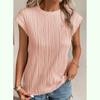 Women's Fashion Tops Round Neck Ultra Short Sleeve Solid Color Summer T-Shirt