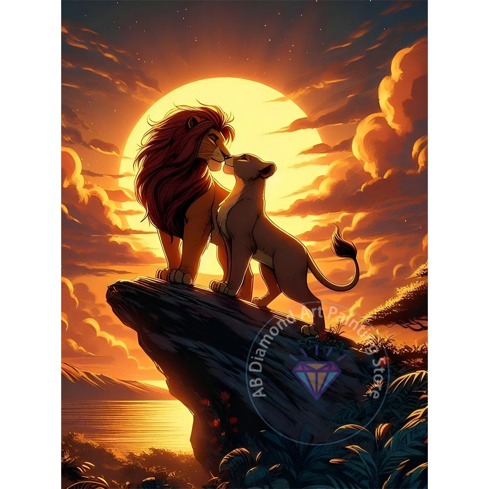 The Lion King Diamond Painting Set 5D DIY Diamond Cross Embroidery Handmade Art Adult and Children's Gifts Home Decoration