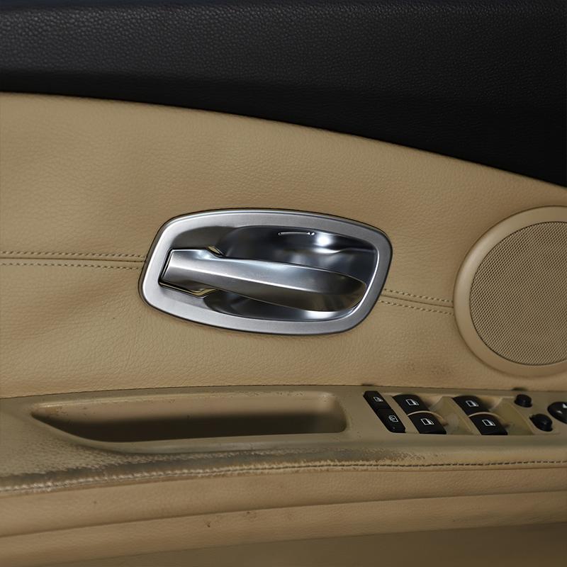 ABS Carbon Fiber/Silver Car Interior Door Handle Bowl Cover Trim Sticker For BMW 5 Series E60 2004-2010 Auto Accessories