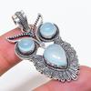 Natural Aqua Chalcedony Gemstone 925 Sterling Silver Jewelry Pendant 2.05" AP-14363