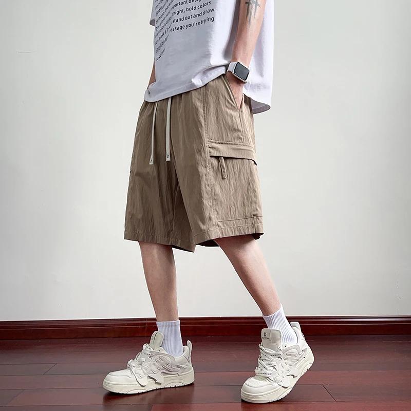 Men's Summer Quick Drying Shorts Elastic Waist Pocket Fashion Streetwear Breathable Cool Feeling Male Casual Short Pants
