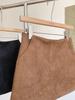 Retro Suede High-Waisted A-Line Mini Skirt Pants - 2025 Autumn/Winter Korean Style