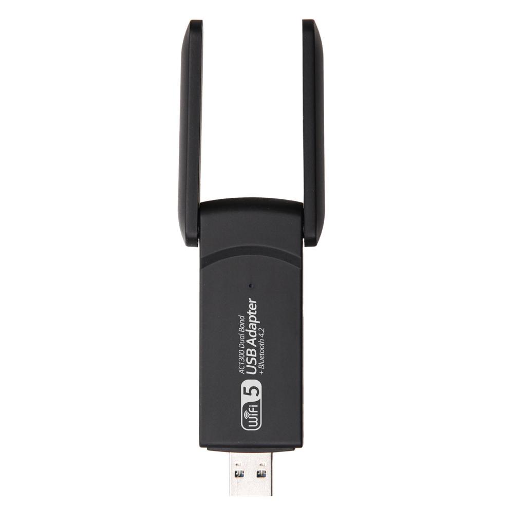 Dual-Band USB 3.0 Wireless Network Card with Bluetooth 4.2, 1300M Gigabit WiFi Receiver & Transmitter