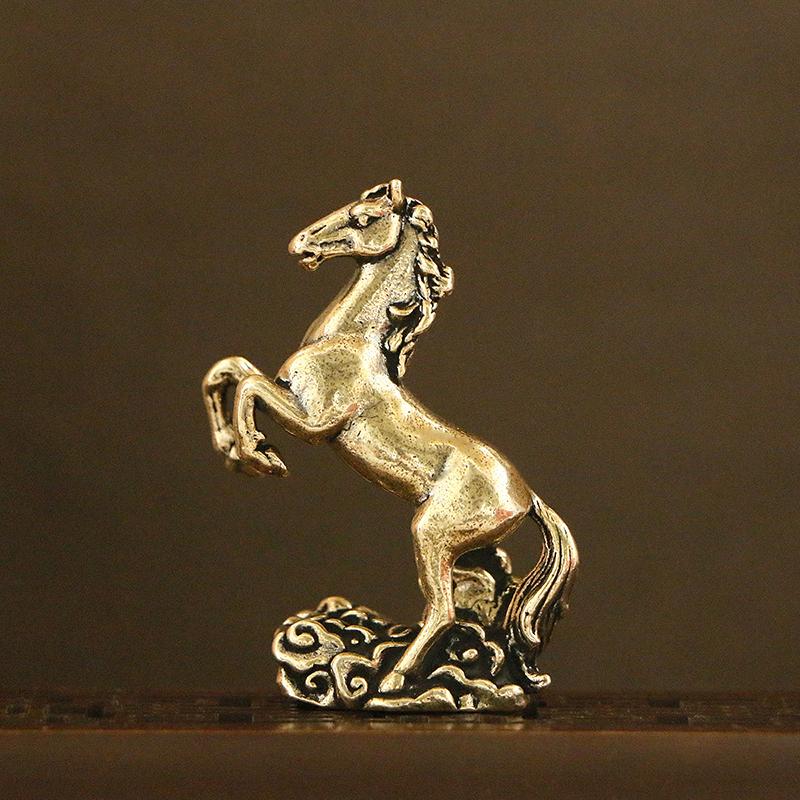 Bronze Horse Desktop Decoration Living Room Tea Table Sculpture Metal Craft Home Decorations Chinese Zodiac Horse Statue
