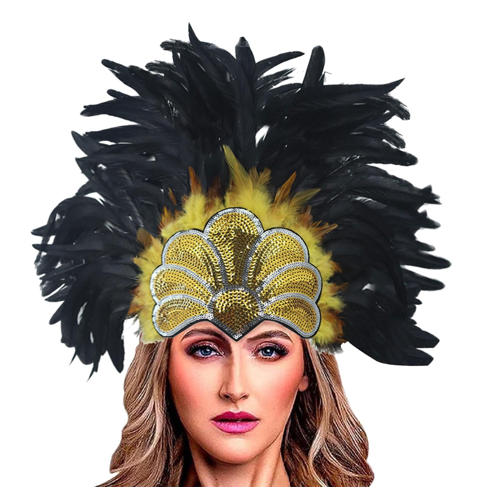 

Женские карнавальные головные уборы с перьями, головной убор с перьями для вечеринки, танцев, рейва, головной убор в стиле флаппер, красочные ретро повязки на голову, аксессуары для волос One Size