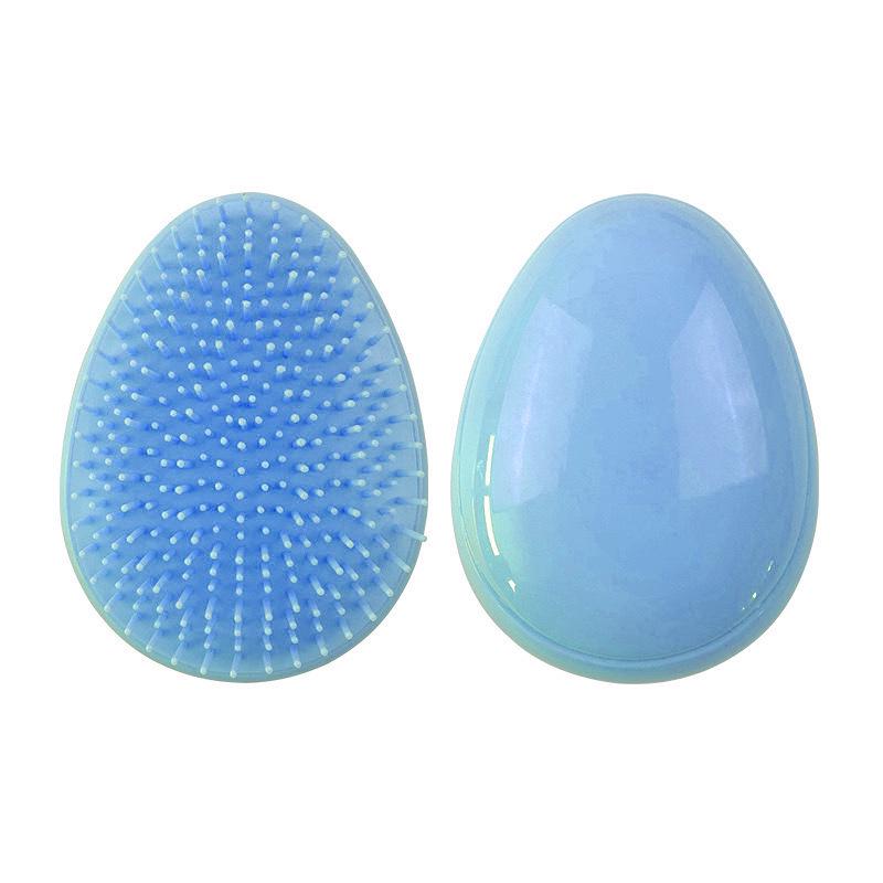 

Портативная расческа для разглаживания волос в форме яйца - Универсальная для влажного и сухого использования, с подушечкой, Идеальна для детей светло-синий