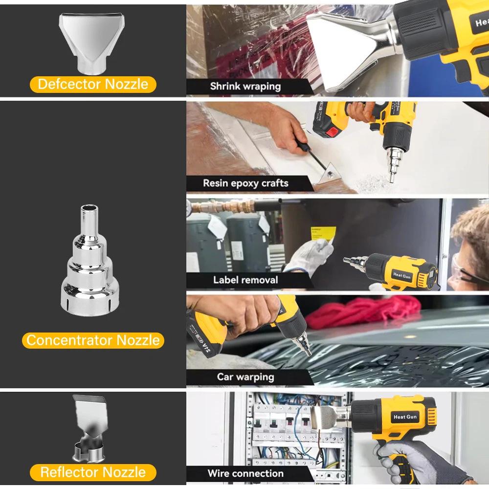 Industrial Wireless Hot Air Gun with Large Lithium Battery for Heat Shrink Film and Plastic Welding