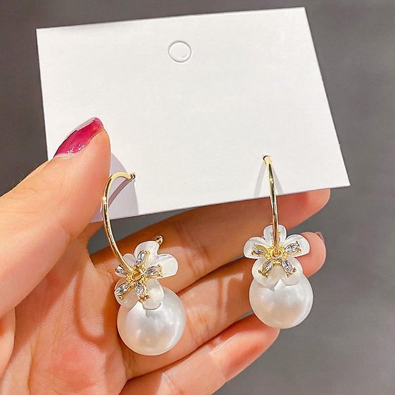 2022 Pendientes de Aro Colgantes Redondos Elegantes y Brillantes de Moda Coreana Zircón Blanco Rojo Champán Círculo Colgante de Cuentas de Bola Regalo para Mujer