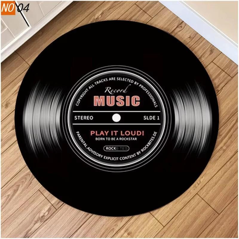 CD Musical Round Carpet Living Room Decoration Teenager Mat Anti Slip Chair Cushion Round Rugs for Bedroom Music Design Rug