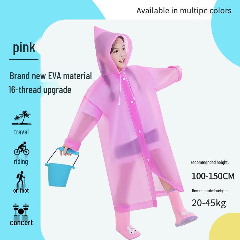 Children's and Student Long EVA Poncho – Waterproof, Disposable Raincoat for Girls and Boys