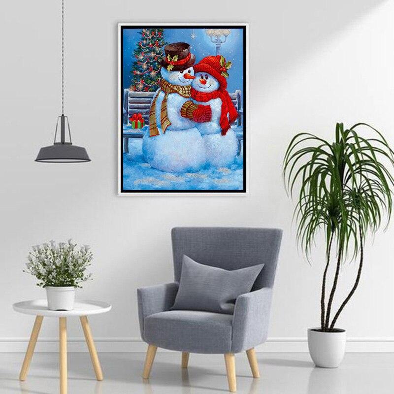 DIY Snowman 5D Diamond Painting Full Round Resin Mosaic Cartoon Diamond Embroidery Winter Snow Scenery Wall Art Home Decor