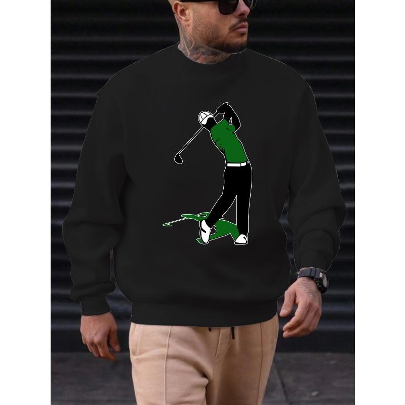 Men's Golf Graphic Crewneck Sweatshirt-Casual Sporty Pullover with Bold Golfer Swing Print, Fit for Golf Enthusiasts & Casual Attire, Golf Shirt