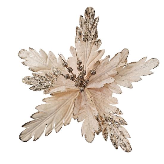 DYS Artificial Flowers with Gold Powder & Beads, Multi-Color Glitter Christmas Flowers, Multi-Layered Fabric Petals, Bendable Stems for Holiday