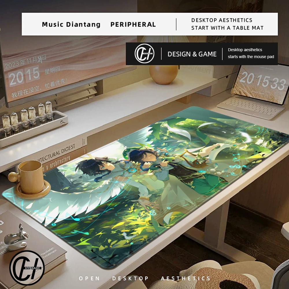Genshin Impact Venti Mousepad Office Computer Desk Mat Keyboard Mouse Pad Cushion Antislip Deskpad Pc Anime Game Large Hybxaxc