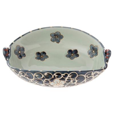 Ciotola per dolci in ceramica Nishikai, stile Hasami, motivo Arabesco e Campanula, diametro 19,5 cm (Confezione Regalo) 55548
