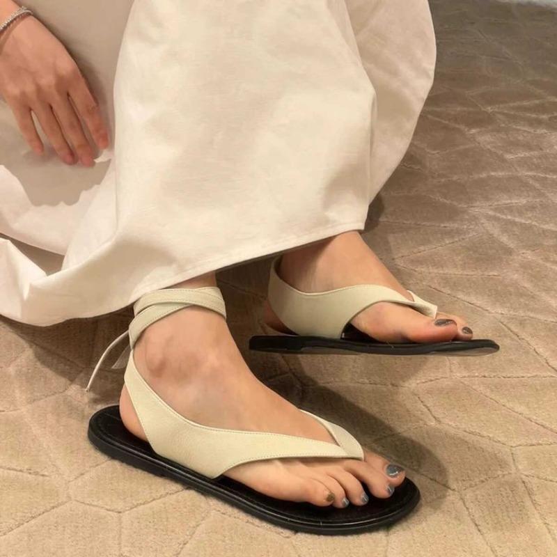 Women's Personalized Casual Clip Toe Slippers Summer Versatile Flat Bottom Daily Casual Comfortable Sandals for Wearing Outside