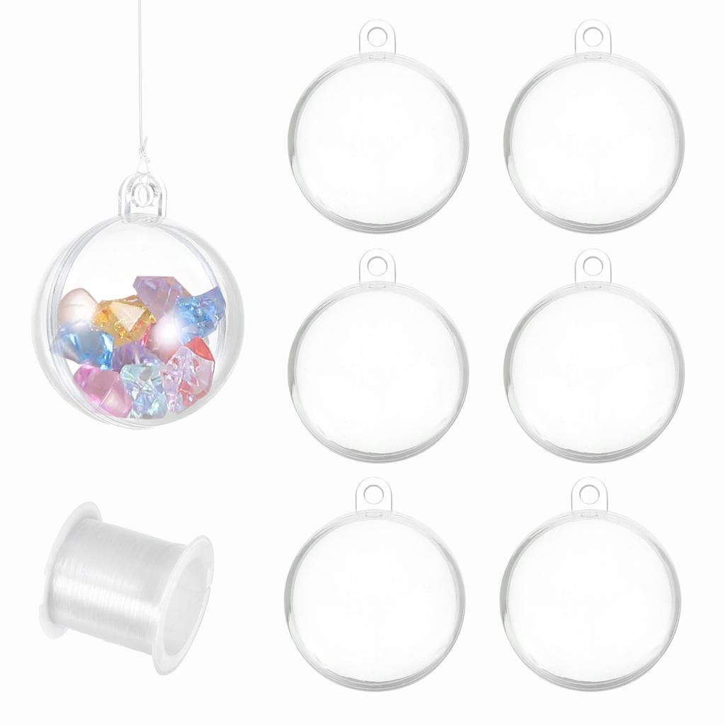 5/6/10/12pcs Clear Plastic Fillable Ornaments Clear Acrylic Ornaments Hanging Balls with164ft Wire DIY Christmas Ornament Decor