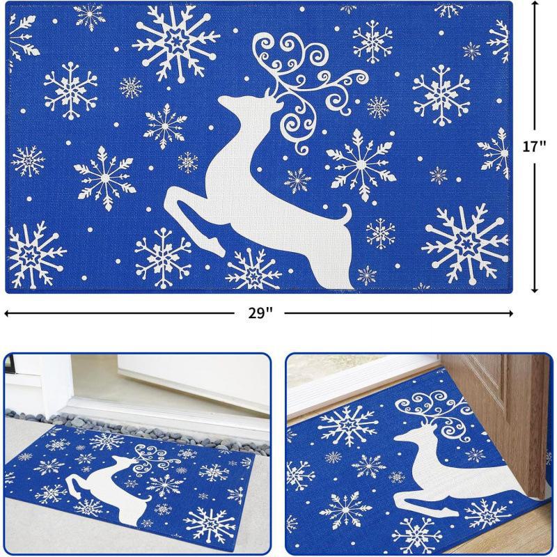 Imitation Linen Christmas Floor Mats - Bathroom & Door Holiday Decor Mats