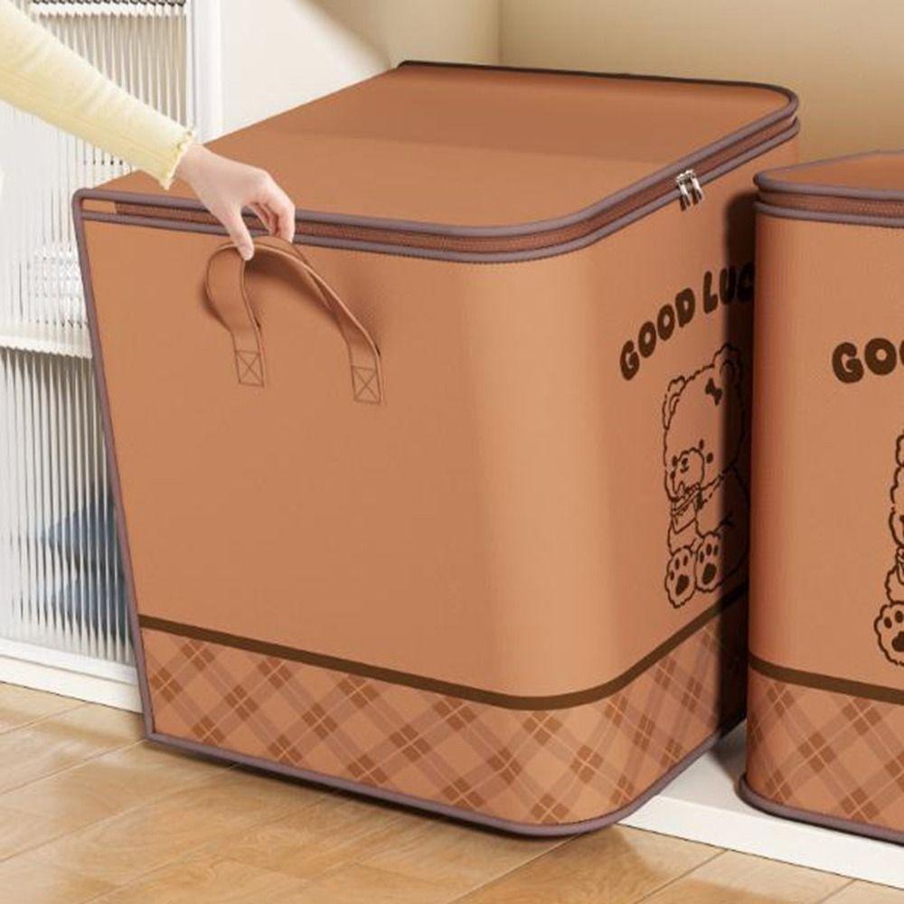 Non-woven Fabric Clothes Quilt Storage Bag Large Capacity Dust-proof Luggage Moving Bag Moisture-proof Bear Pattern