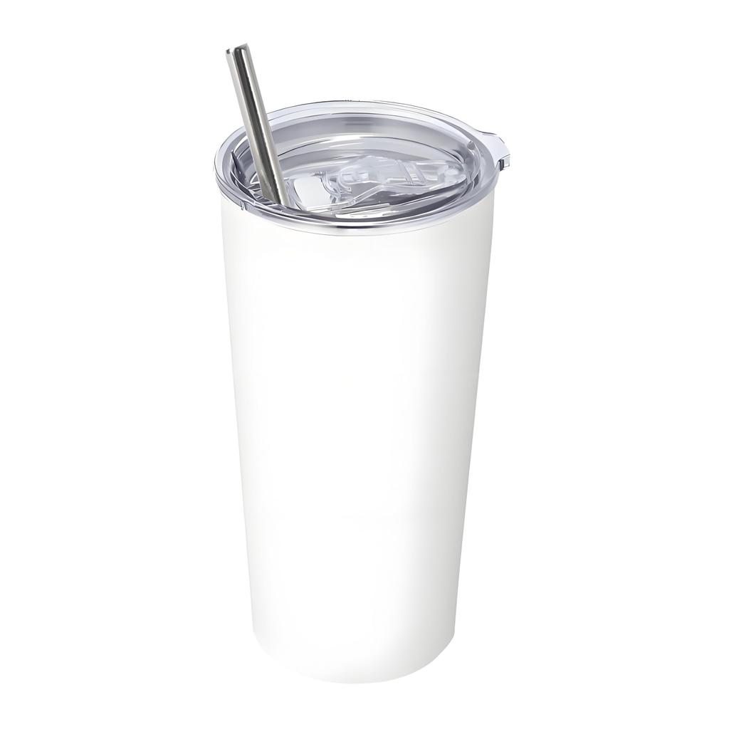 MYEEDA Stainless Steel Vacuum Insulated Coffee Tumbler with Lid, Spill-Proof, and Straw, 600ml Capacity, Large Capacity, Stylish Thermos-Style Coffee