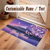 Floral Garden Theme Crystal Velvet Floor Rug Personalized Custom Name Text Warm Carpet Home Decoration