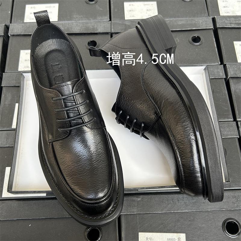 Rundkopf Lederschuhe Herren Business Kleider Leder Atmungsaktiv Anzug Vorstellungsgespräch Lässig Pendlerschuhe Herren Lederschuhe Dicke Sohlen Erhöhen