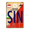 Sin Singapore Changi Airport Luggage Tag Baggage Tag Airport Code Changi Sangapore Metal Plaque Living Room Tin Sign Poster