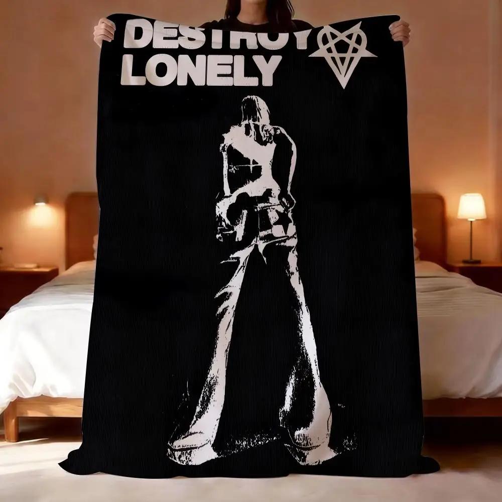 Pop Hip Hop Rapper Destroy Lonely Throw Lightweight 240g Flannel Blanket Soft Skin-friendly for Summer Cooling 75X95CM