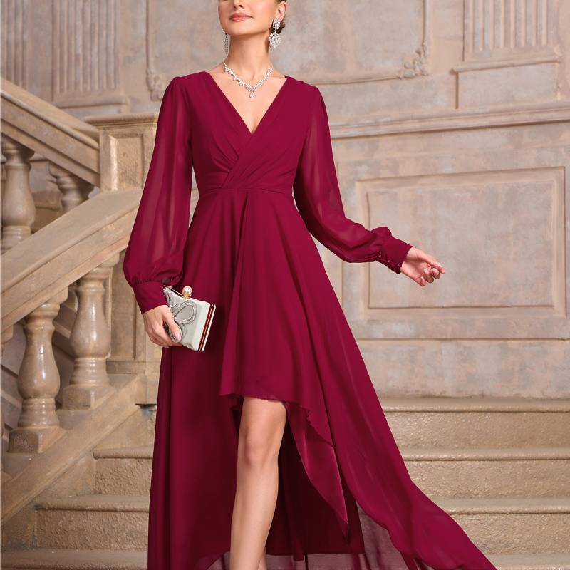 Elegante Abito Lungo in Chiffon con Zip per Donne d'Ufficio