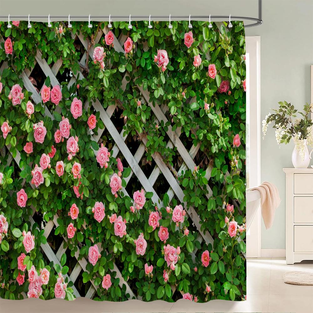 3D Prachtig Kleurrijk Bloemenlandschap Print Badkamer Waterdicht Douchegordijn Polyester Gordijn Huisdecoratie Gordijn