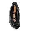 Einfarbige Damen Crossbody-Tasche mit geripptem Panel und Nieten-Details Elegante Kunstleder-Umhängetasche für den täglichen Gebrauch
