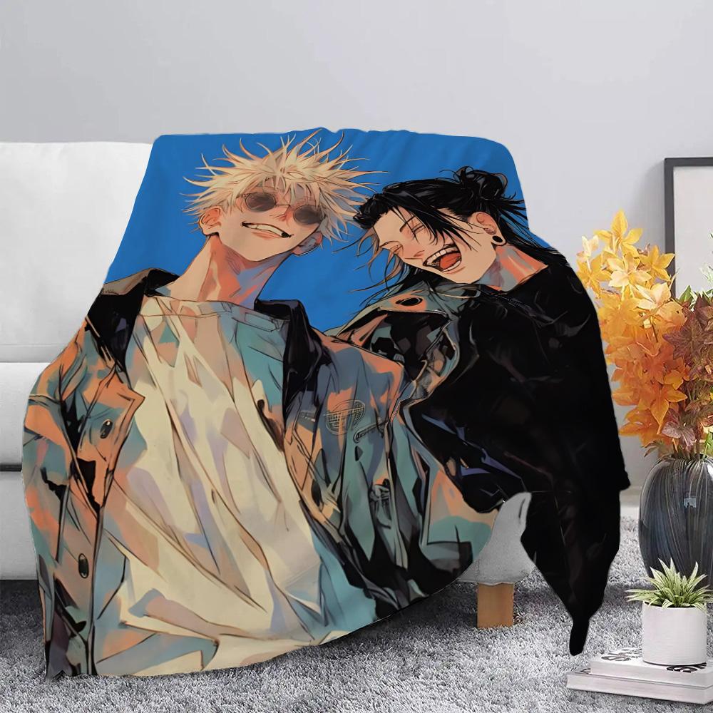 Anime Jujutsu Kaisen  Printed Picnic Blankets Warm Blanket Gojo Satoru Soft and Comfortable Blanket Home Travel Birthday Gift