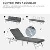 3 Pieces Garden Furniture Sets, 6 Seater Corner Sofa Set with Adjustable Backrest Chase Lounge with Slatted Metal Top Table, Padded Cushion, Grey