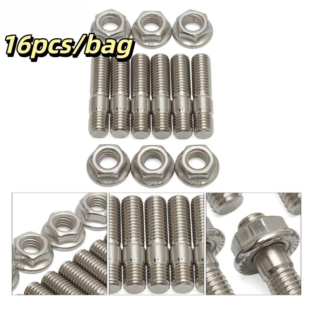 High Strength Exhaust Manifold Bolt Engine Replacement Hardware Vehicle Maintenance 16pcs/bag