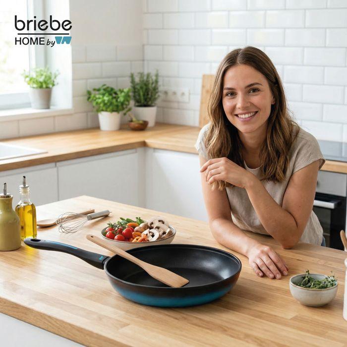 MARE Poêle Induction en Acier Forgé 28 cm, Antiadhésif sans PFOA, Tous Feux Briebe Mare Bleu