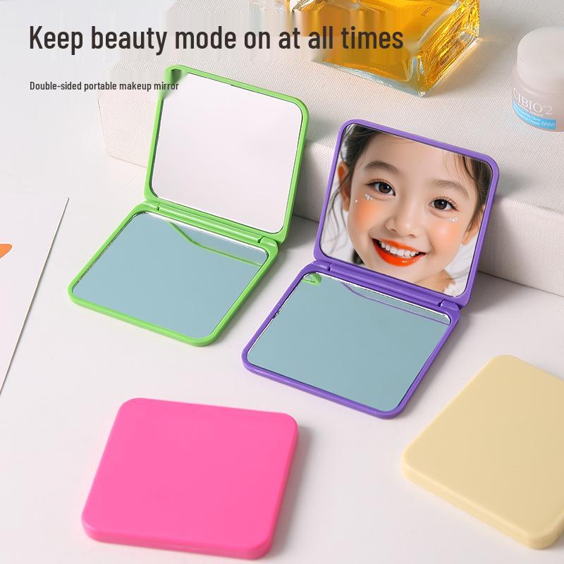 Compact Double-Sided HD Makeup Mirror - Portable Lipstick Pocket Mirror for Female College Students