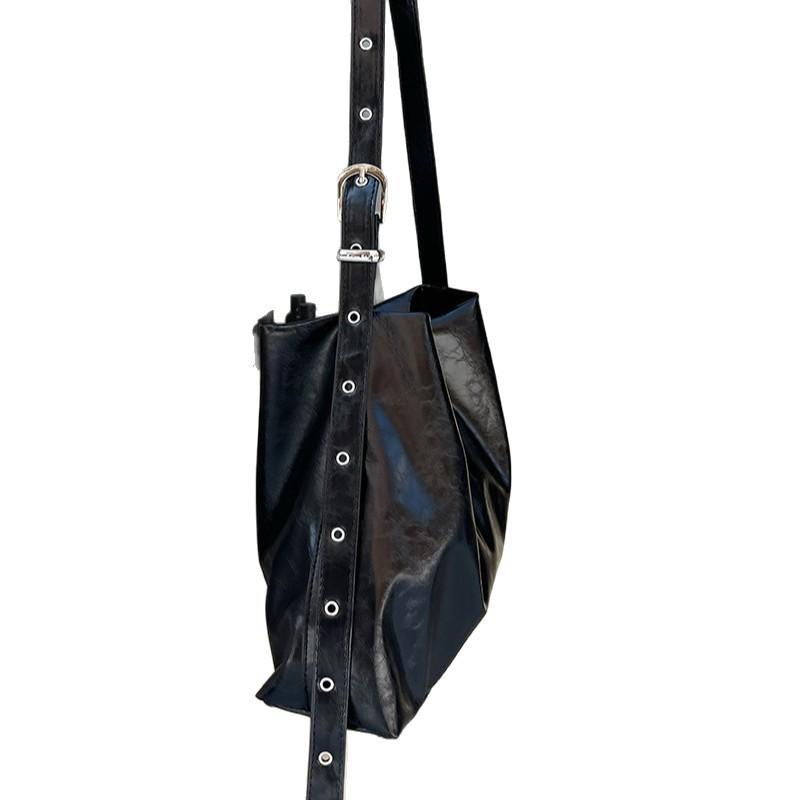 Large Soft PU Tote Bag Women Black Crossbody Shoulder With Magnet Spacious Daily Use Office Commute