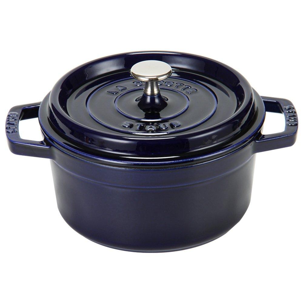 STAUB Pico Cocotte Round 20cm Dark Blue 1102091 Pot Enamel Pot Rund Brater Dark Blue Pico Cocotte Pot Pan Stylish Cookware Kitchenware [Staub]