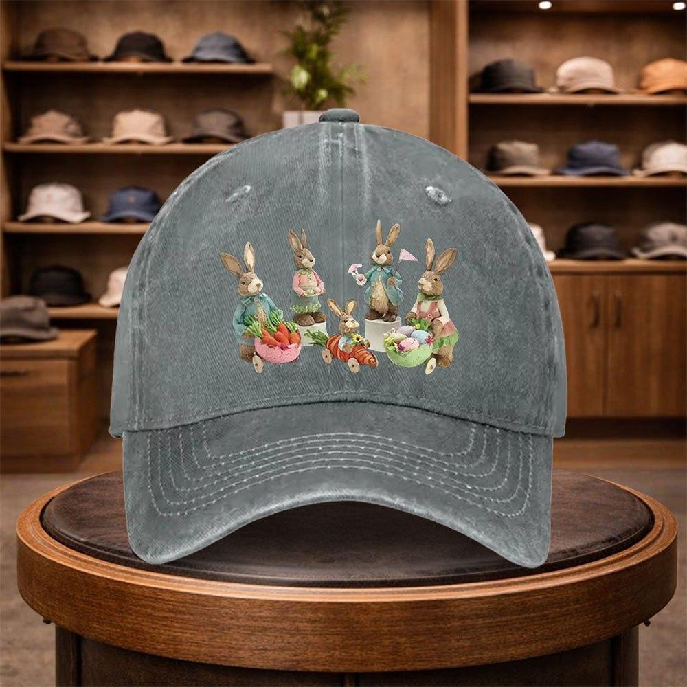 Unisexs Vintage Wooden Rabbit Baseball Cap Outdoor Fashion Adjustable Casual Hat Urban Style Lightweight Fashion Cap AllSeas