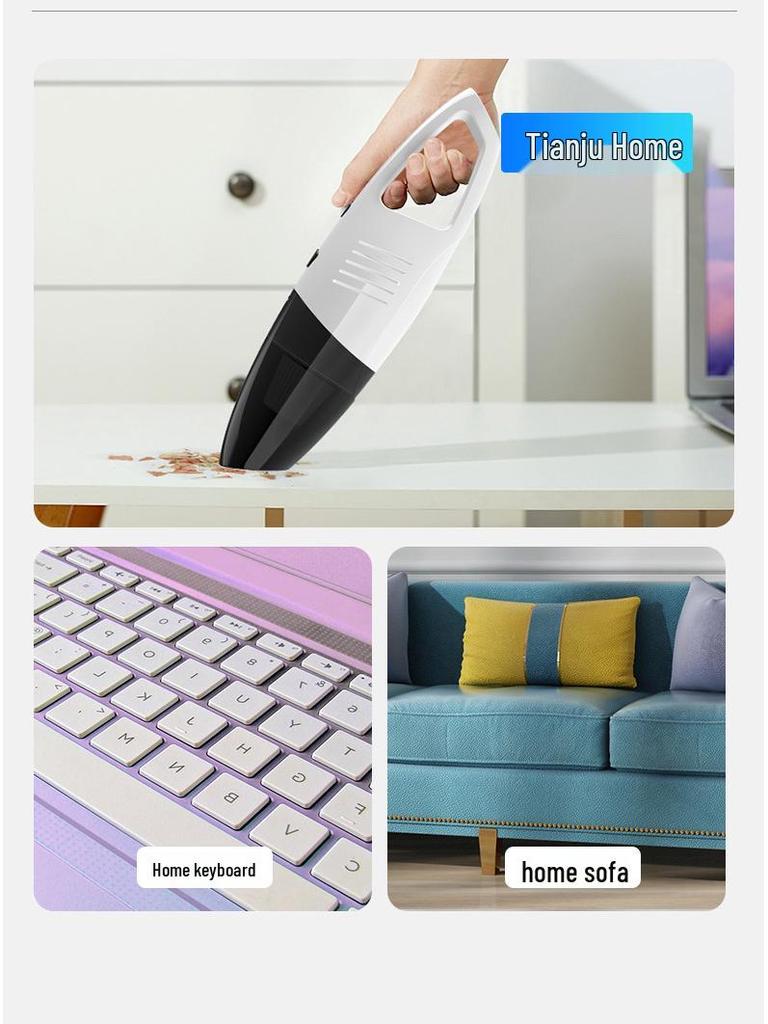 Wireless Car and Home Wet/Dry Vacuum Cleaner, High-Power, Cigarette Lighter-Compatible