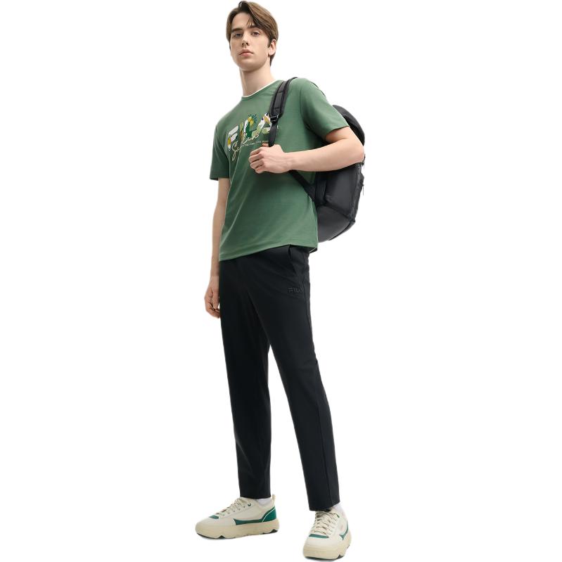 FILA Heritage Cool Dry Quick-Dry Straight-Leg Woven Casual Pants Men bottoms Black F11M528604F-BK