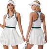 Womens Half-Zip Sport Skirt With Contrast Color Stripe Design Tennis Golf Badminton Running Fitness