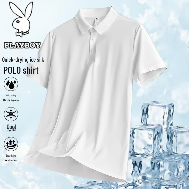 PLAYBOY Men's Ice Silk Breathable Polo Shirt