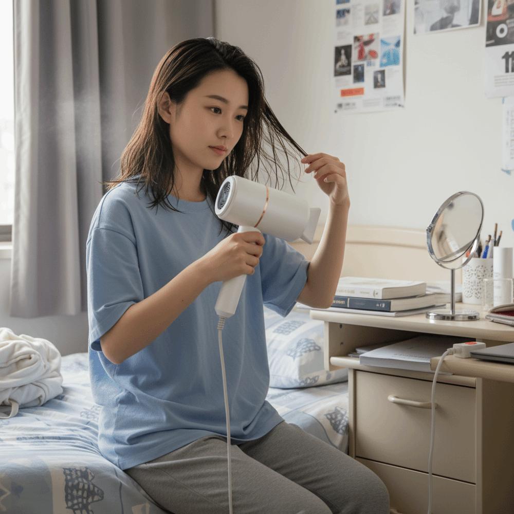 Low Noise Foldable Hair Dryer Space-saving Hair Blower Portable Dormitory Hair Dryer  Hair Care