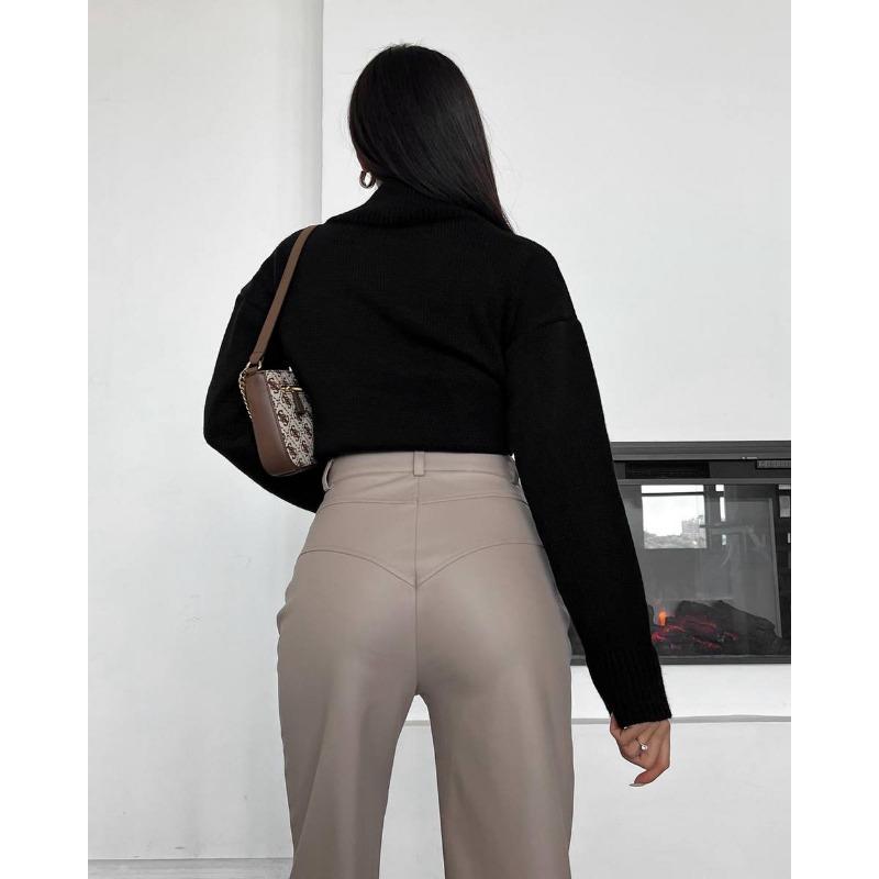 Women's Autumn and Winter High Waist Splicing Casual Long Pants