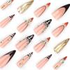 Ongles French Léopard Imprimé Strass Stiletto Longs 3D - Faux Ongles Finition Super Brillante