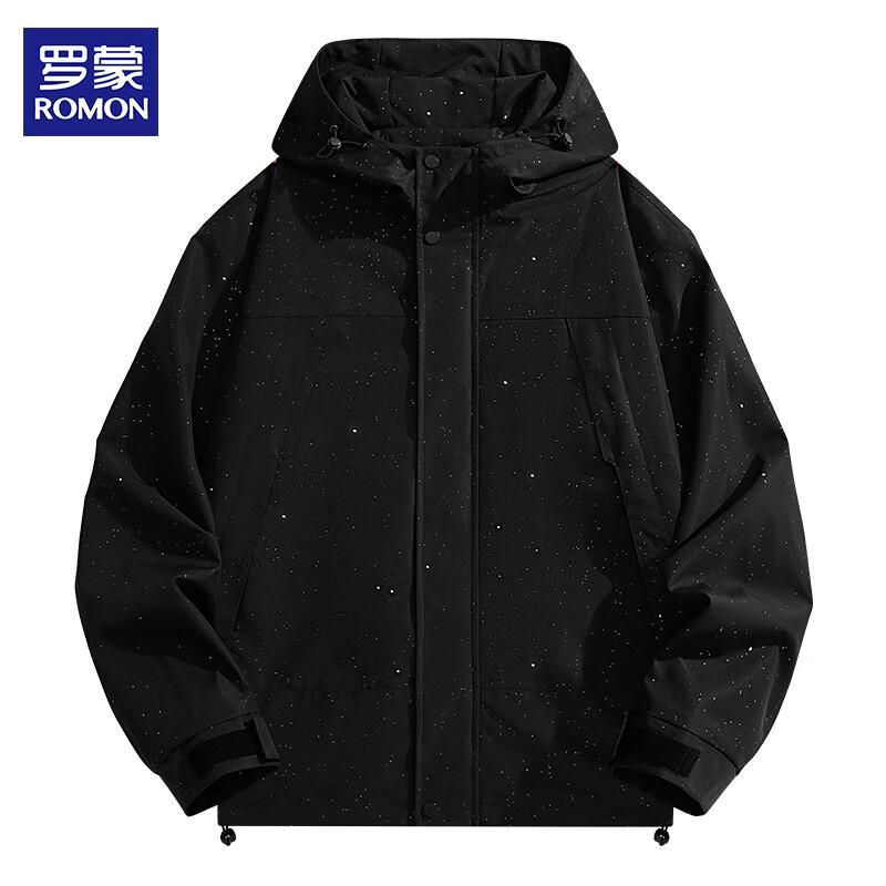 

ROMON Men s Starry Hooded Windbreaker Jacket XL