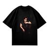 Stray Kids Changbin Hockende Funken Porträt T‑Shirt, Orange Dunkles Konzept Mitgliedsfoto, Übergroßes K‑Pop Fan-T‑Shirt